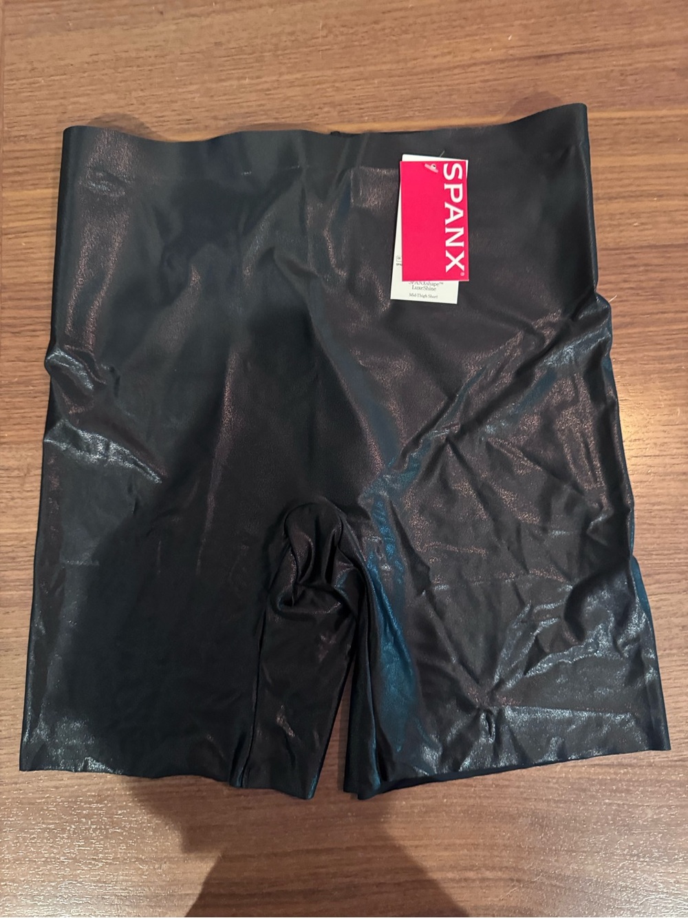 SPANX Black LuxeShine Mid-Thigh Shaping Short NWT
